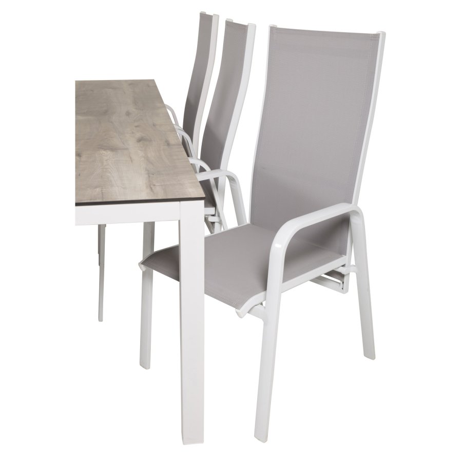 VENTURE DESIGN havest, m. Llama bord (205x100) og 6 Copacabana Recliner stole - laminat/alu