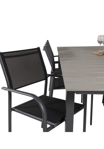 VENTURE DESIGN havest, m. Levels bord, m. udtrk og 6 Santorini stole, m. armln - aintwood/alu