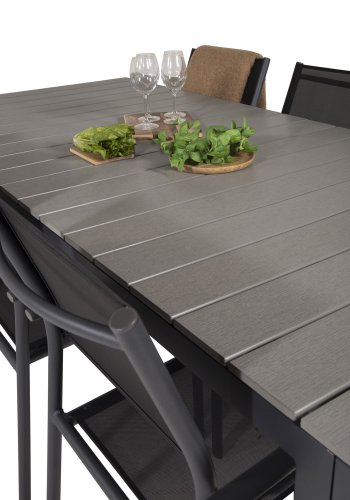 VENTURE DESIGN havest, m. Levels bord, m. udtrk og 6 Santorini stole, m. armln - aintwood/alu