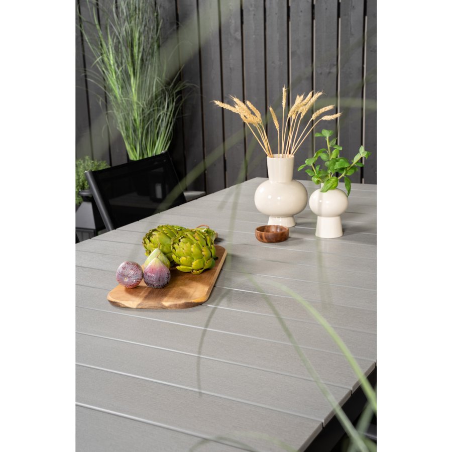 VENTURE DESIGN havest, m. Levels bord, m. udtrk og 6 Santorini stole, m. armln - aintwood/alu