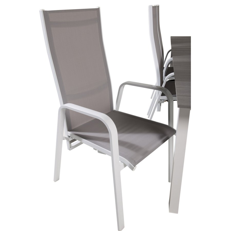 VENTURE DESIGN havest, m. Levels bord, m. udtrk og 6 Copacabana recliner stole - aintwood/alu 