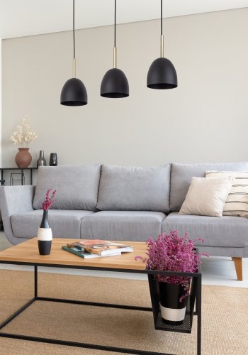 TK Nord loftlampe, m. 3 skrme - sort metal