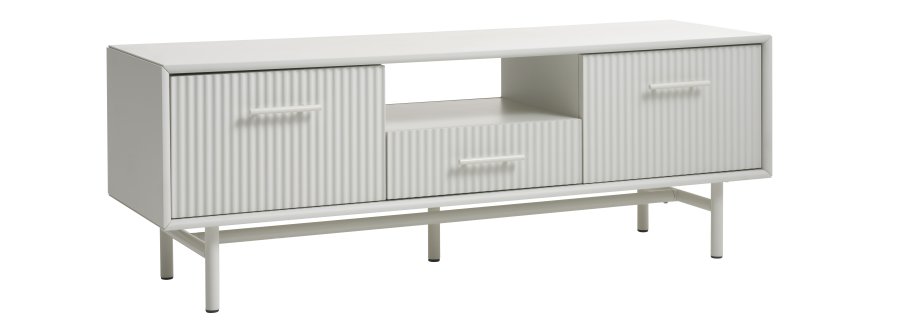 Palma TV-bord, m. 2 lger og 1 skuffe - greige MDF og metal (140x45)