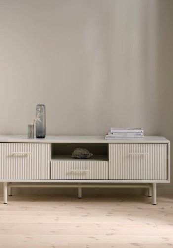 Palma TV-bord, m. 2 lger og 1 skuffe - greige MDF og metal (140x45)