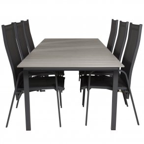 VENTURE DESIGN havest, m. Levels bord, m. udtrk og 6 Copacabana recliner stole - aintwood/alu