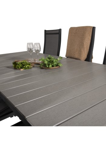 VENTURE DESIGN havest, m. Levels bord, m. udtrk og 6 Copacabana recliner stole - aintwood/alu