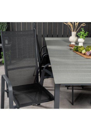 VENTURE DESIGN havest, m. Levels bord, m. udtrk og 6 Copacabana recliner stole - aintwood/alu