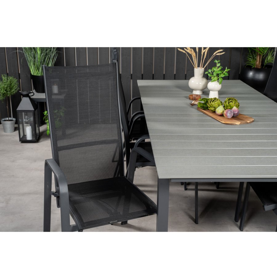 VENTURE DESIGN havest, m. Levels bord, m. udtrk og 6 Copacabana recliner stole - aintwood/alu