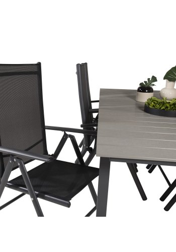 VENTURE DESIGN havest, m. Levels bord, m. udtrk og 6 Break 5:pos. stole, m. armln - aintwood/alu