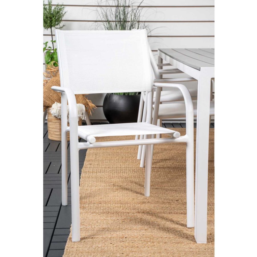 VENTURE DESIGN havest, m. Break bord (205x90) og 6 Santorini stole, m. armln - aintwood/alu