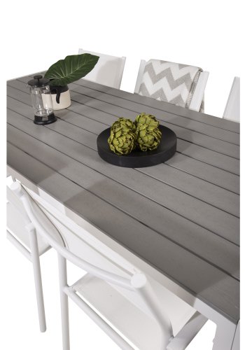 VENTURE DESIGN havest, m. Break bord (205x90) og 6 Santorini stole, m. armln - aintwood/alu