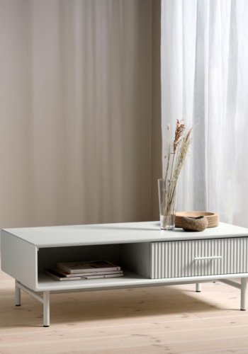 Palma sofabord, m. 1 rum og 1 skuffe - greige MDF og metal (60x120)