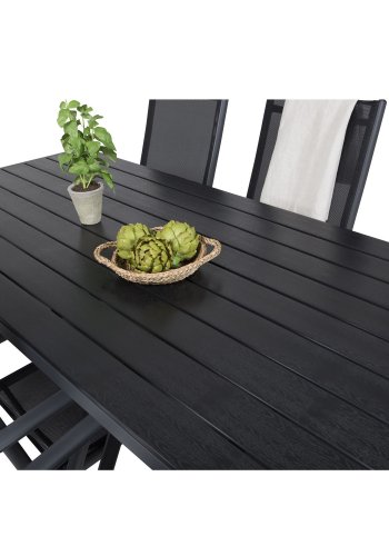 VENTURE DESIGN havest, m. Break bord (205x90) og 6 Break 5:pos. stole - aintwood/alu/textilene