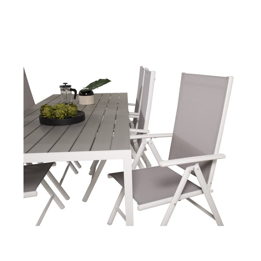 VENTURE DESIGN havest, m. Break bord (205x90) og 6 Break 5:pos. stole - aintwood/alu/textilene