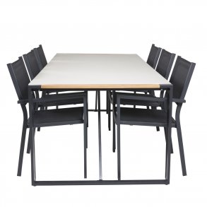 VENTURE DESIGN havest, m. Texas bord (200x100) og 6 Copacabana stole, m. armln - teak/alu