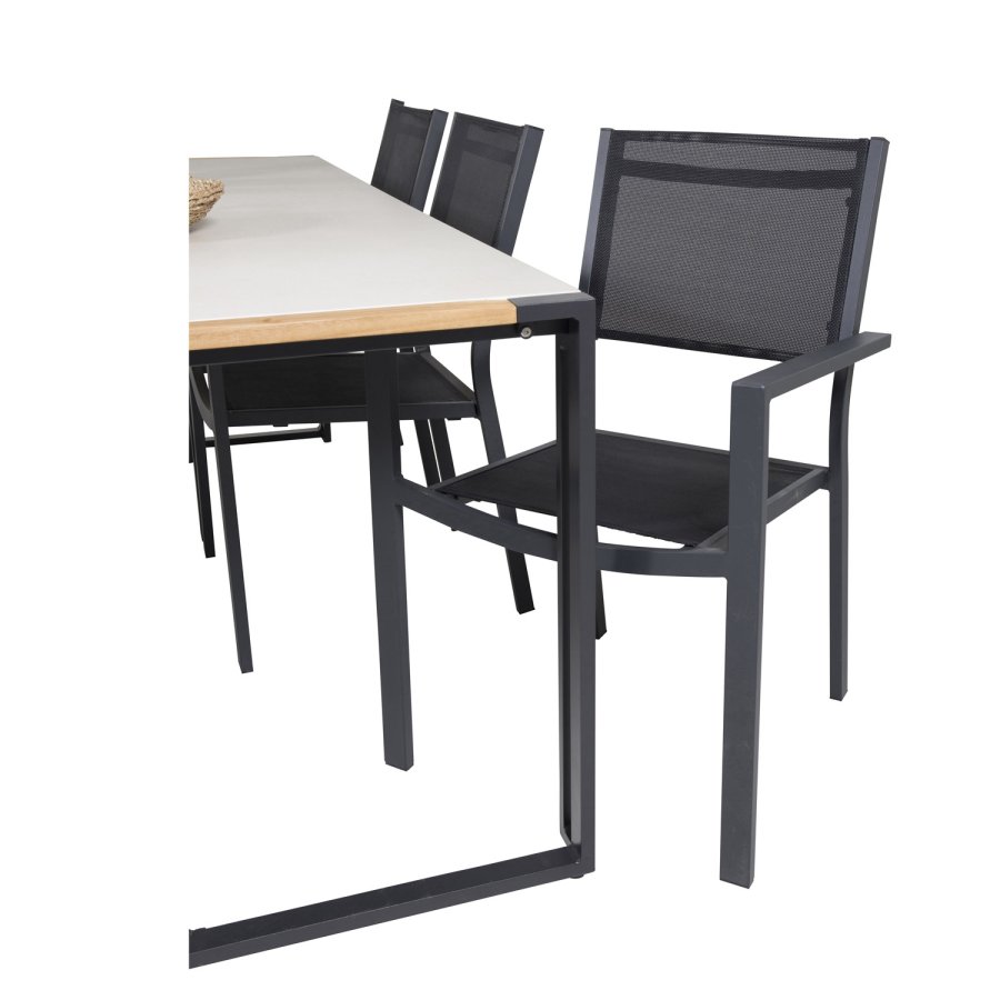 VENTURE DESIGN havest, m. Texas bord (200x100) og 6 Copacabana stole, m. armln - teak/alu