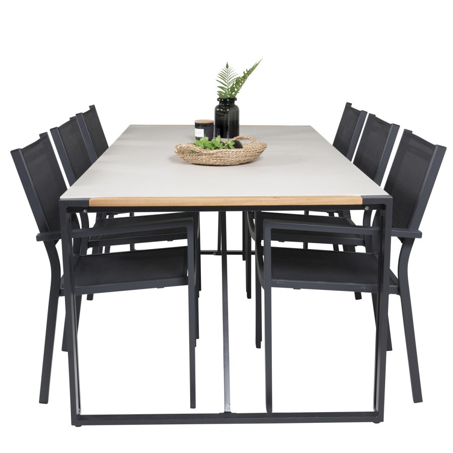 VENTURE DESIGN havest, m. Texas bord (200x100) og 6 Copacabana stole, m. armln - teak/alu