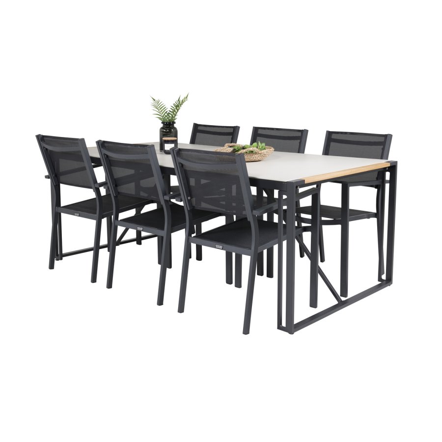 VENTURE DESIGN havest, m. Texas bord (200x100) og 6 Copacabana stole, m. armln - teak/alu