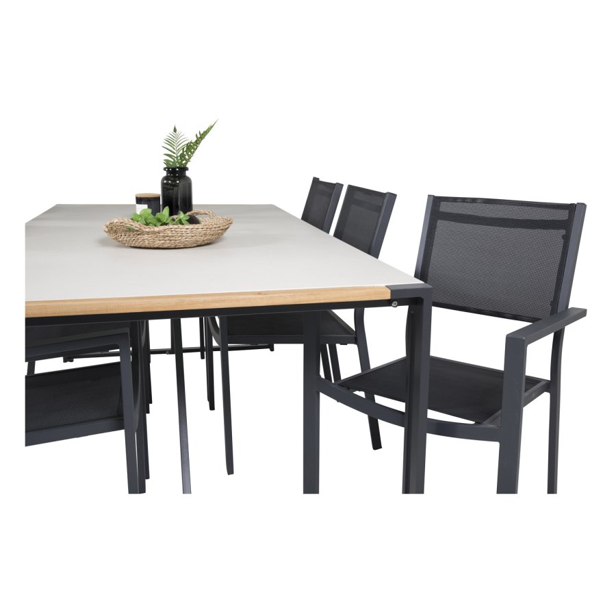 VENTURE DESIGN havest, m. Texas bord (200x100) og 6 Copacabana stole, m. armln - teak/alu