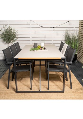 VENTURE DESIGN havest, m. Texas bord (200x100) og 6 Copacabana stole, m. armln - teak/alu