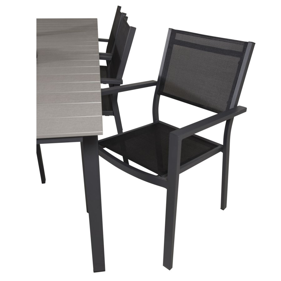 VENTURE DESIGN havest, m. Levels bord, m. udtrk og 6 Copacabana stole, m. armln - aintwood/alu