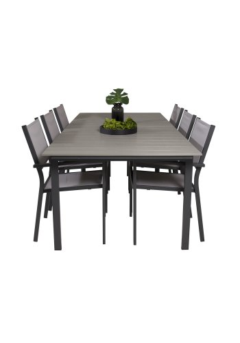 VENTURE DESIGN havest, m. Levels bord, m. udtrk og 6 Copacabana stole, m. armln - aintwood/alu