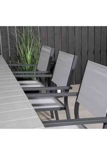 VENTURE DESIGN havest, m. Levels bord m. udtrk og 6 Copacabana stole, m. armln - aintwood/alu