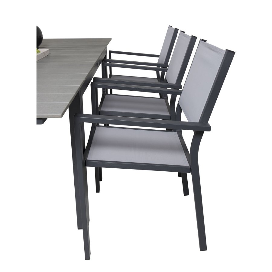 VENTURE DESIGN havest, m. Levels bord m. udtrk og 6 Copacabana stole, m. armln - aintwood/alu