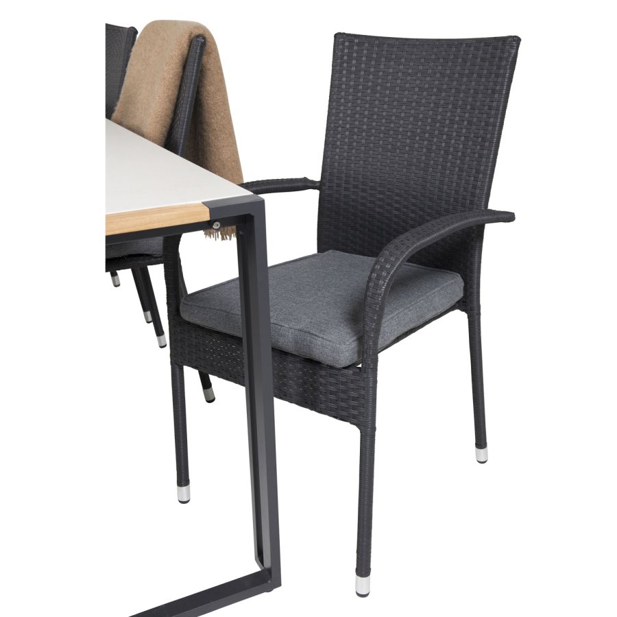 VENTURE DESIGN havest, m. Texas bord (200x100) og 6 Anna stole, m. armln - teak/alu/rattan 