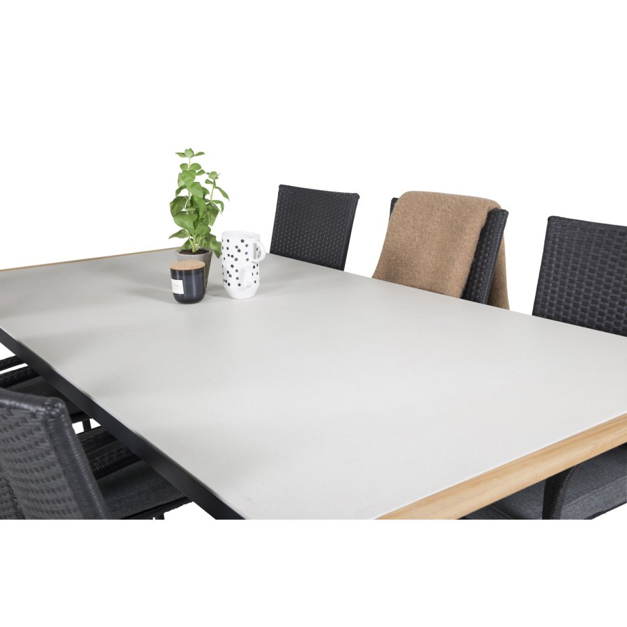 VENTURE DESIGN havest, m. Texas bord (200x100) og 6 Anna stole, m. armln - teak/alu/rattan 