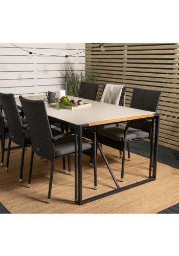 VENTURE DESIGN havest, m. Texas bord (200x100) og 6 Anna stole, m. armln - teak/alu/rattan 