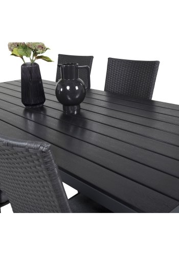 VENTURE DESIGN havest, m. Break bord (205x90) og 6 Anna stole, m. armln - aintwood/alu/rattan