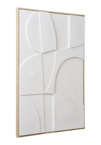 HOUSE NORDIC Madeline relief vgdekoration, No.2, rektangulr - hvid canvas, MDF, polystyrene 60x90