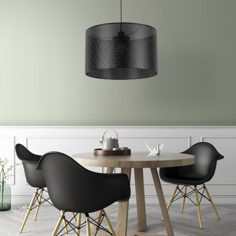 TK Moreno loftlampe 500 - sort stof og sort metal