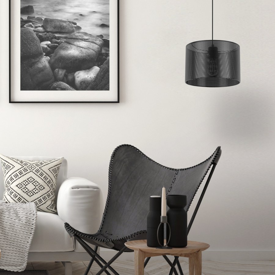 TK Moreno loftlampe 300 - sort stof og sort metal