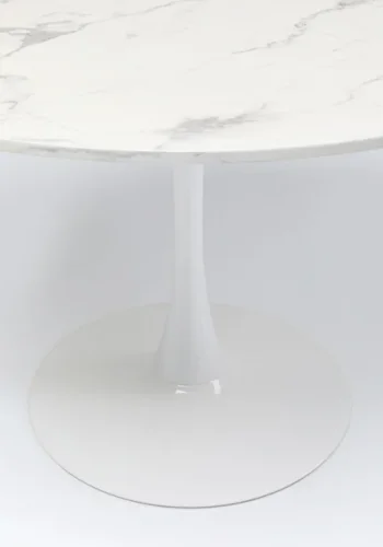 KARE DESIGN Schickeria spisebord, rund - hvid marmorlook laminat og hvid stl (80)
