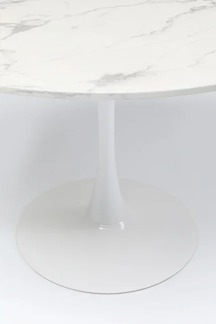 KARE DESIGN Schickeria spisebord, rund - hvid marmorlook laminat og hvid stl (80)