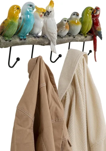KARE DESIGN Exotic Birds knagerkke, m. 5 knager - multifarvet polyresin og stl