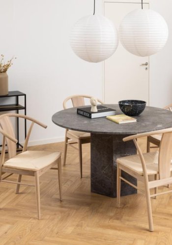 ACT NORDIC Janik spisebordsstol, m. armln - offwhite papirflet og hvidpigmenteret eg