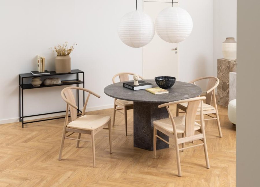 ACT NORDIC Janik spisebordsstol, m. armln - offwhite papirflet og hvidpigmenteret eg