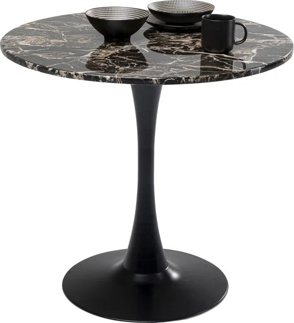 KARE DESIGN Schickeria spisebord, rund - sort marmorlook laminat og sort stl (80)