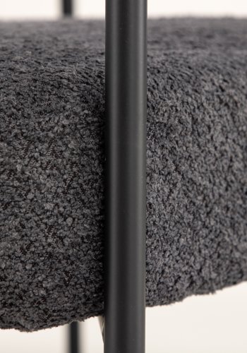 VIND COLLECTION Höksen x Josefin Lustig lnestol, m. armln - mrkegr bouclé stof og sort stl