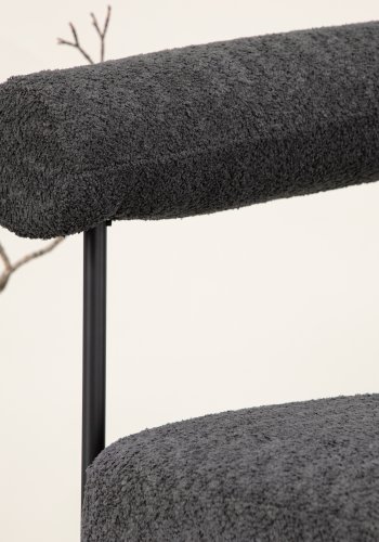 VIND COLLECTION Höksen x Josefin Lustig lnestol, m. armln - mrkegr bouclé stof og sort stl