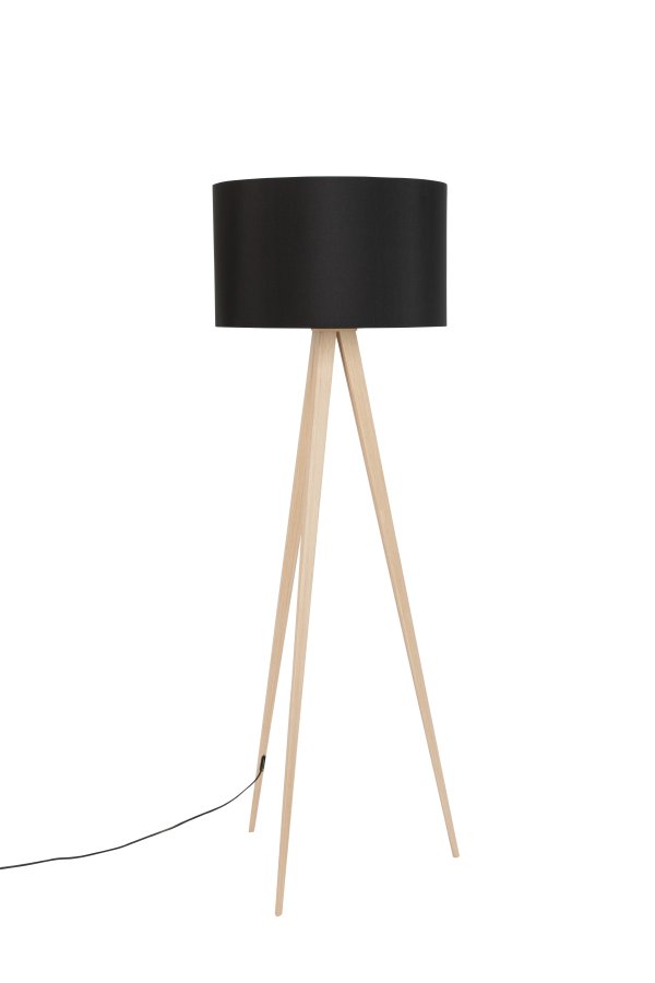ZUIVER Tripod gulvlampe - sort og natur tr