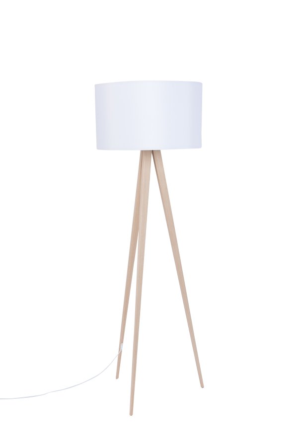 ZUIVER Tripod gulvlampe - hvid og natur tr