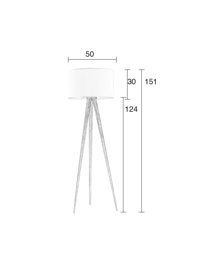 ZUIVER Tripod gulvlampe - hvid og natur tr