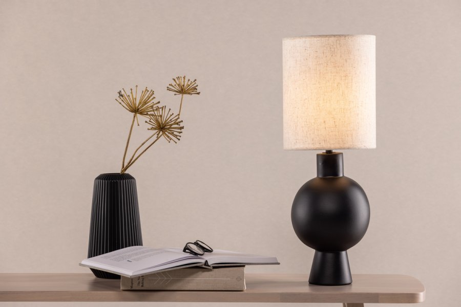 VIND COLLECTION Mysterna bordlampe - beige hr og sort beton