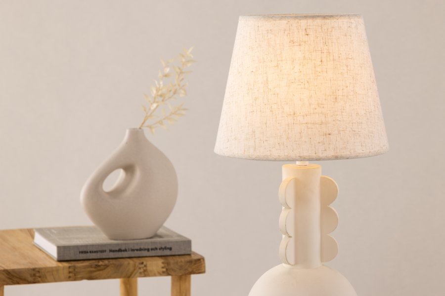 VIND COLLECTION Mellerud bordlampe - beige linned og beige beton