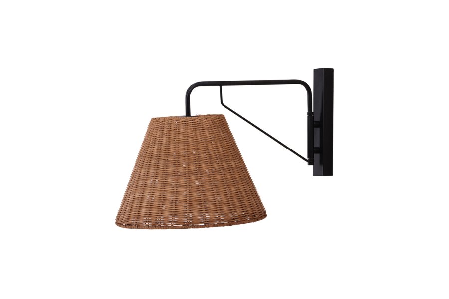 VIND COLLECTION Stala vglampe - natur rattan og sort jern