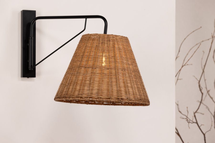 VIND COLLECTION Stala vglampe - natur rattan og sort jern